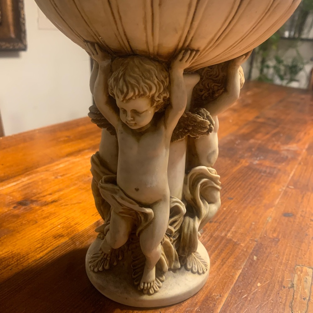 Cherub Statue with Cream Finish